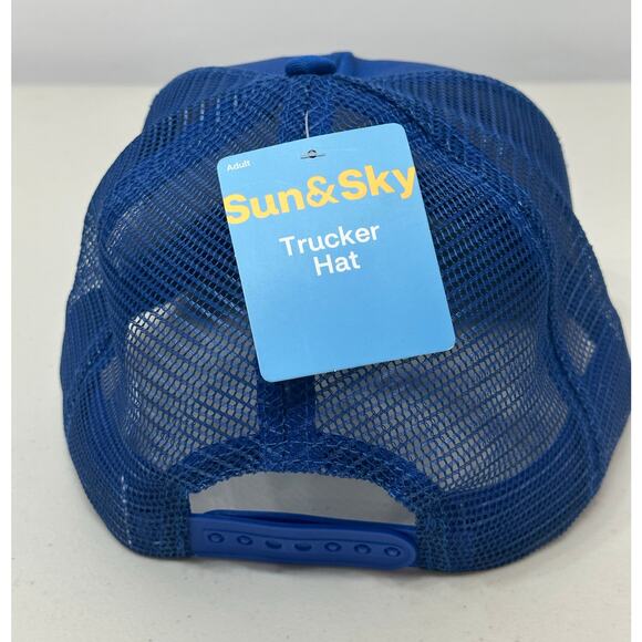 NWT Sun & Sky Great Lakes Fly Fishing Trucker Hat Blue Mesh Cap Adjustable - Picture 3 of 7